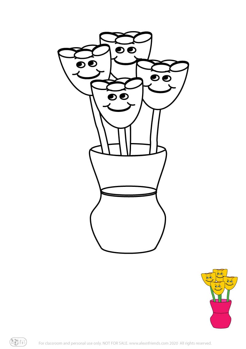 Εκπαιδευτική δραστηριότητα για παιδιά. Δωρεάν εκτυπώσιμο φύλλο ζωγραφικής με τουλίπες