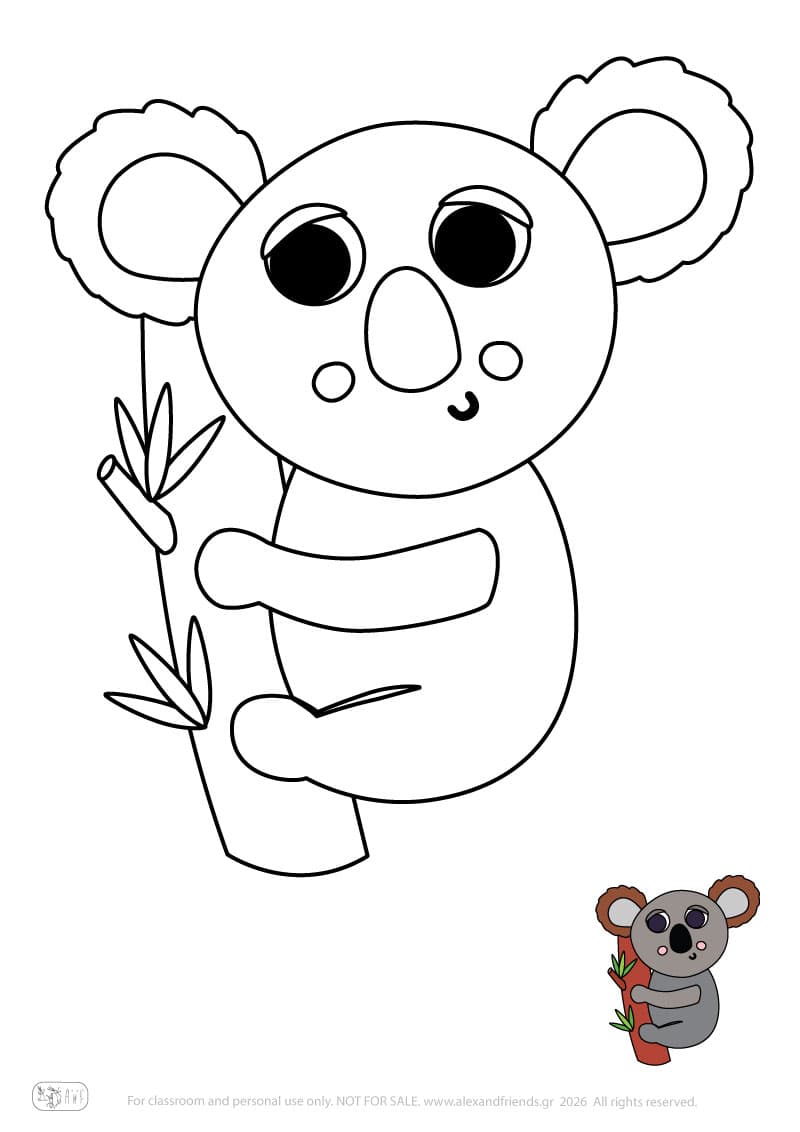 Koala. Printable animal coloring pages for preschoolers collection – Alex'n'Friends