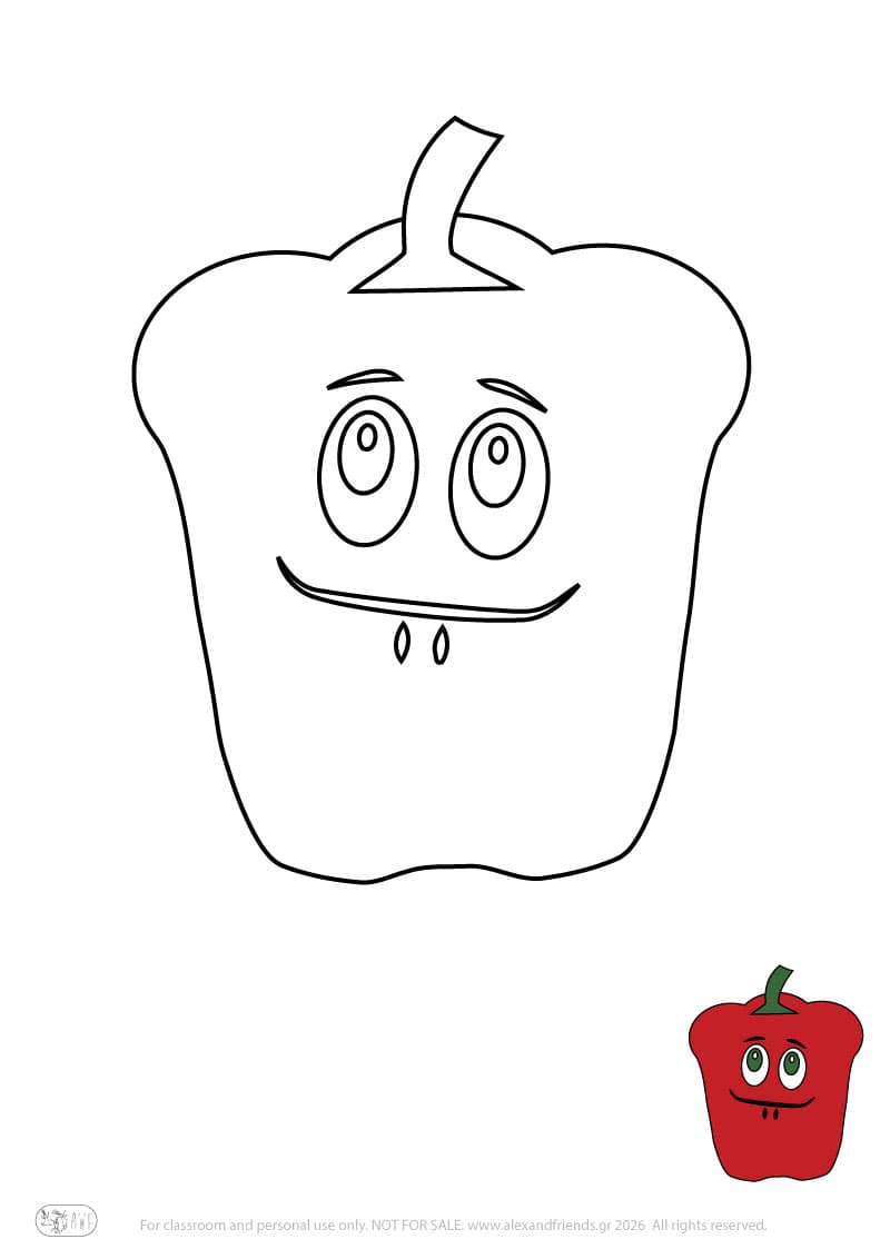 Learning activity for kids. Free printable coloring page of a peper