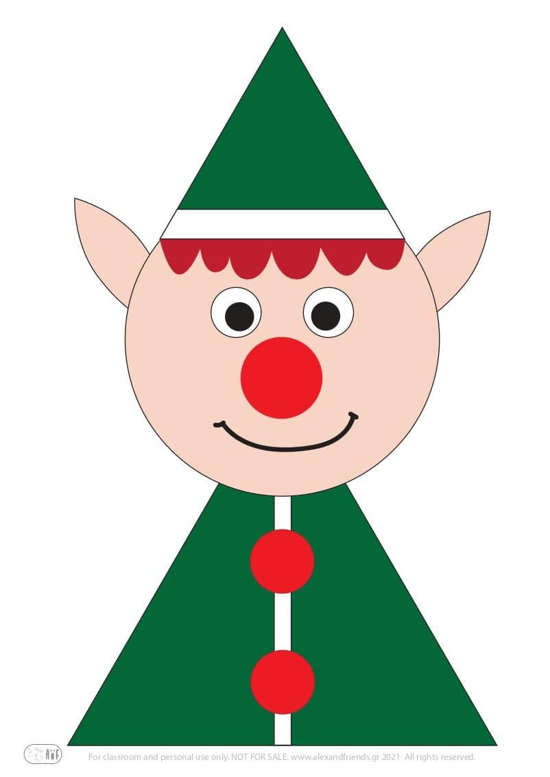 Free printable craft for kids for the holidays. Christmas and New Year's. Santa Claus elf.