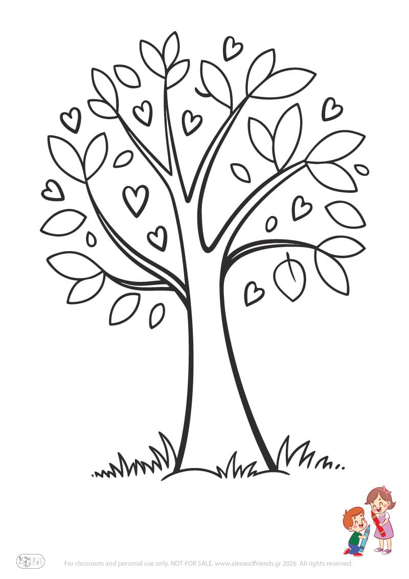 Tree. Simple coloring page printable for toddlers and preschoolers