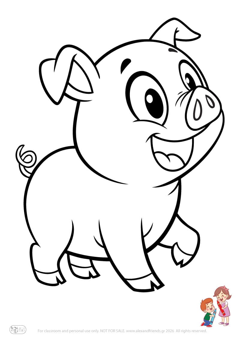Pig. Animal coloring pages for preschoolers
