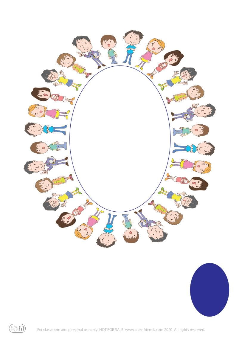 Free coloring page for kids. Learning shapes and colors. Blue oval.