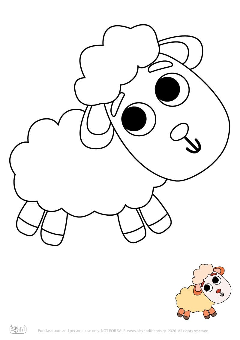 Sheep. Printable animal coloring pages for preschoolers collection – Alex'n'Friends