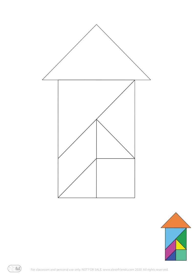 Tangram coloring page.