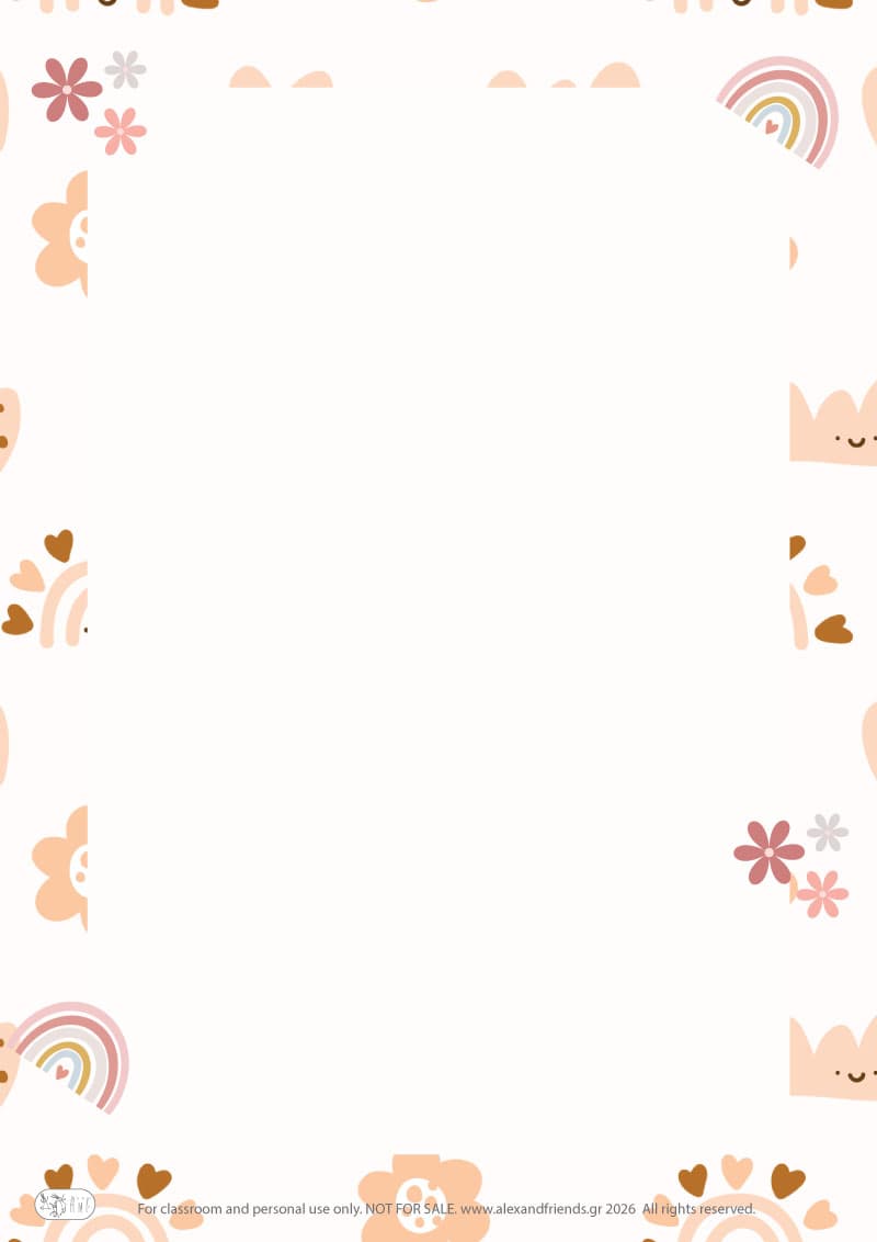 Χαρτί αλληλογραφιάς με καρδούλες και ουράνια τόξα