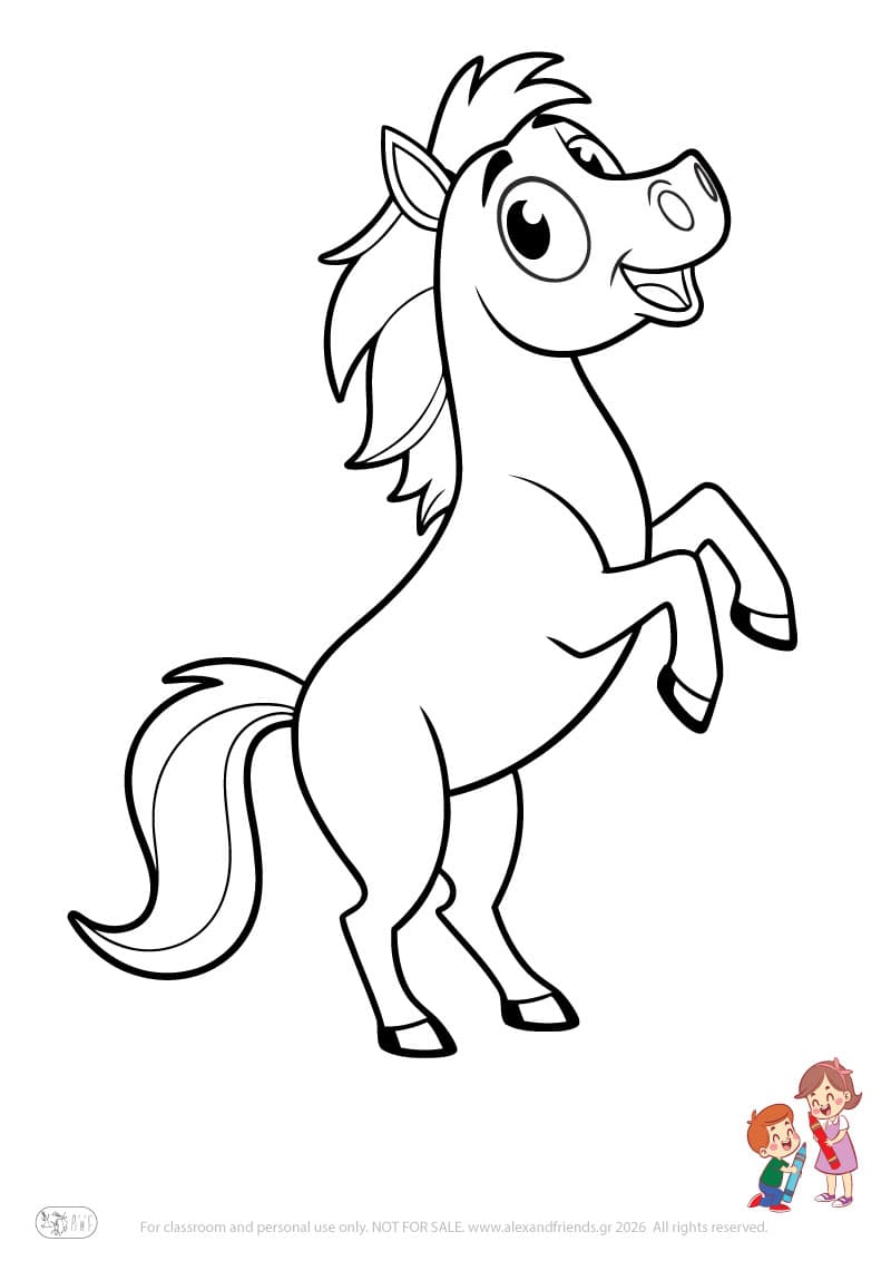 Horse. Animal coloring pages for preschoolers