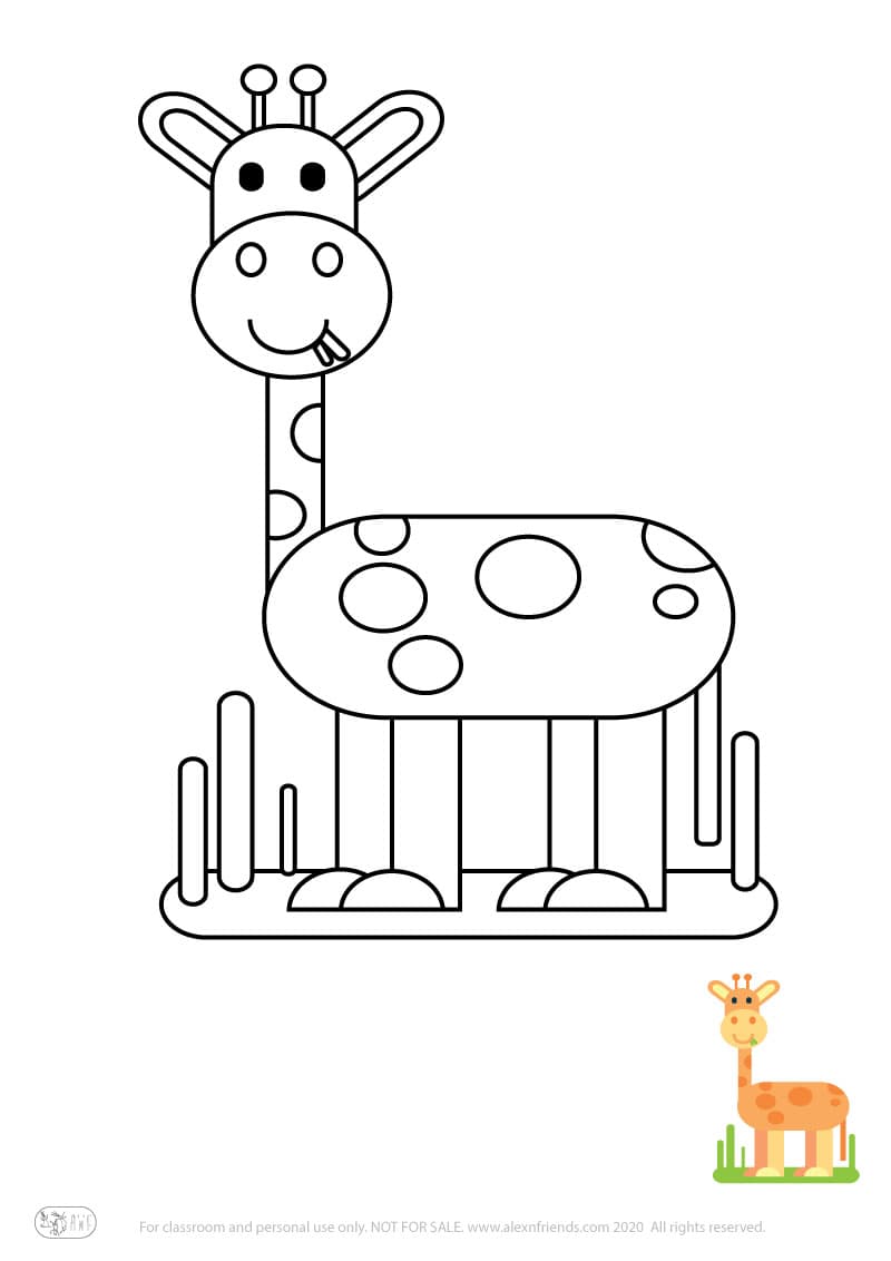 Learning activity for kids. Free printable coloring page of a giraffe