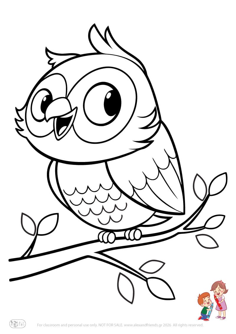 Owl. Animal coloring pages for preschoolers