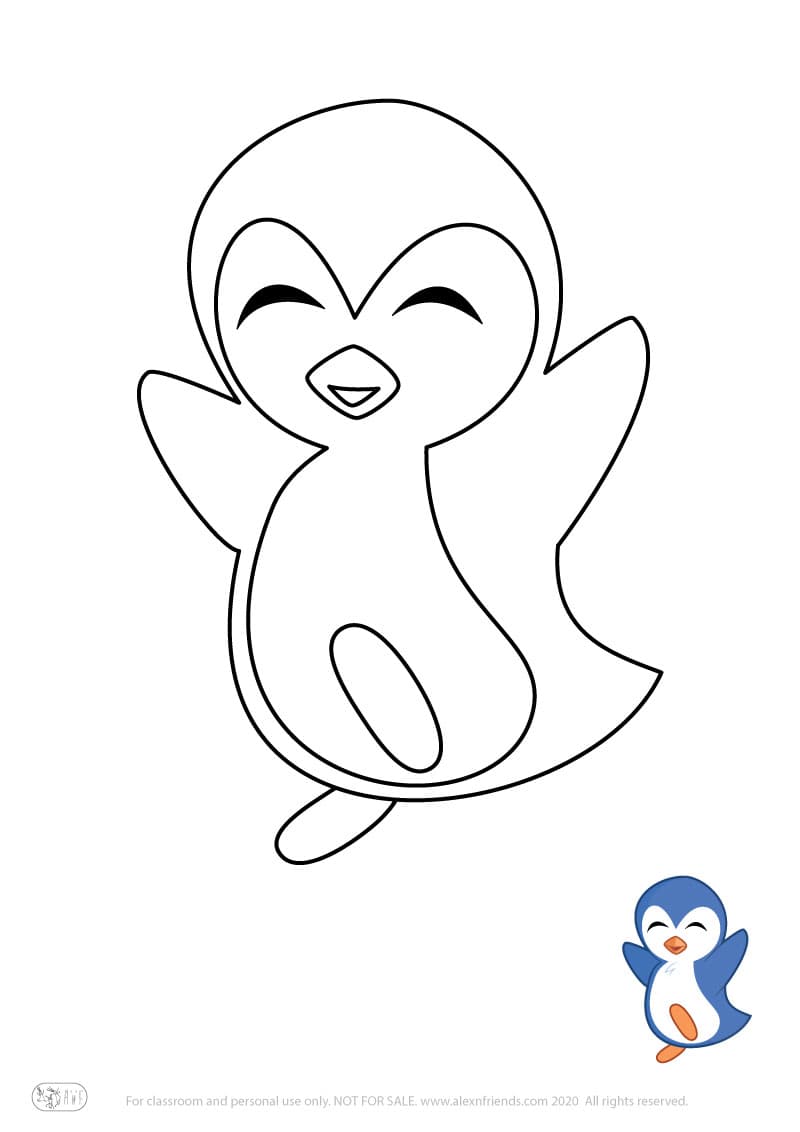 Learning activity for kids. Free printable coloring page of a penguin