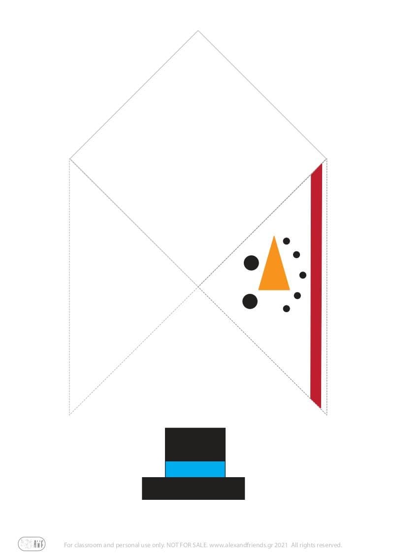 Free printable craft for kids for the holidays. Christmas and New Year's. Bookmark Snowman.