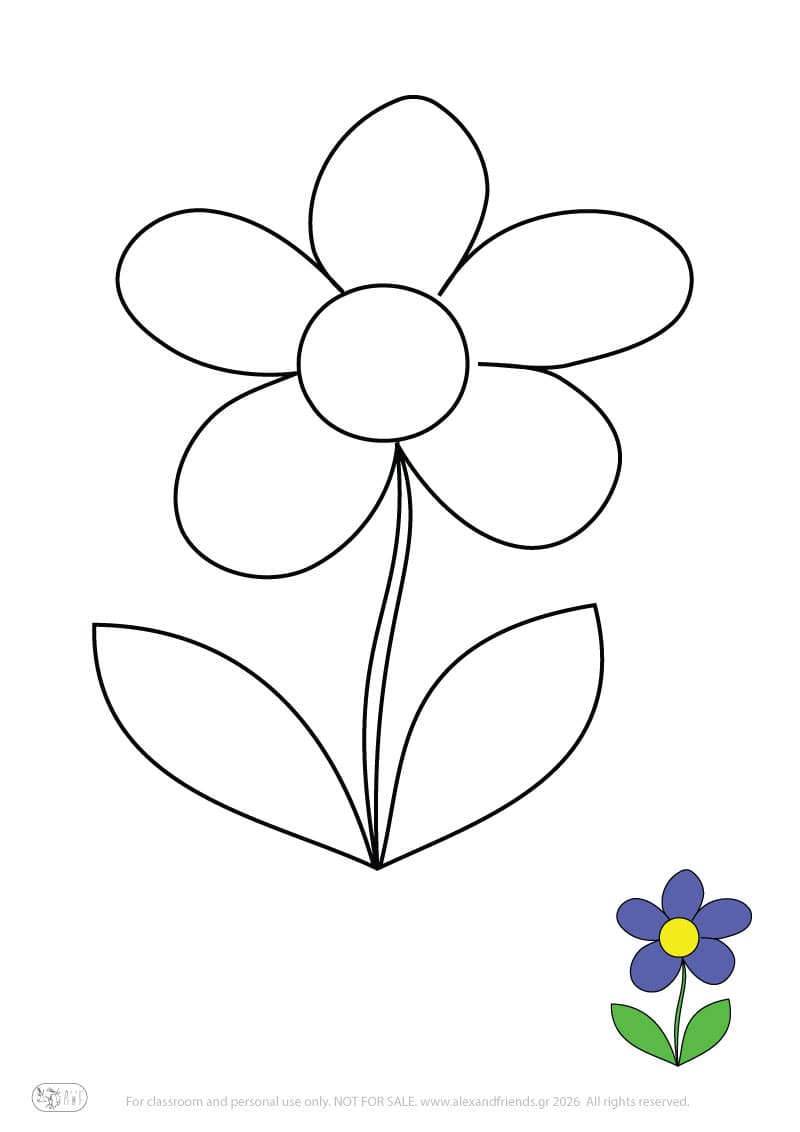 Εκπαιδευτική δραστηριότητα για παιδιά. Δωρεάν εκτυπώσιμο φύλλο ζωγραφικής με λουλούδι