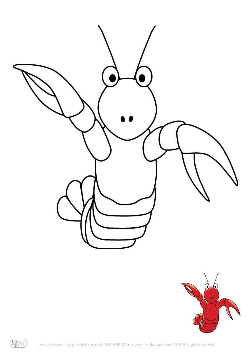 Learning activity for kids. Free printable coloring page of a lobster