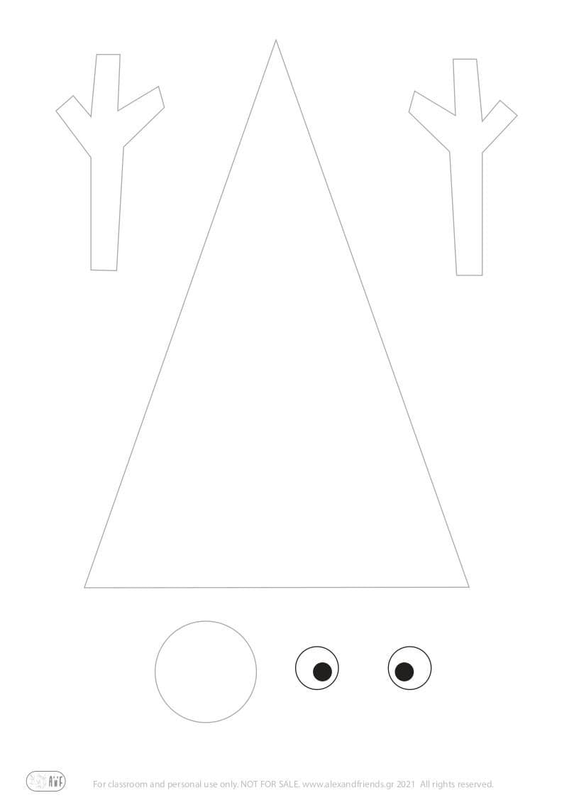 Free printable craft for kids for the holidays. Christmas and New Year's. Rudolf the red nose reindeer card.