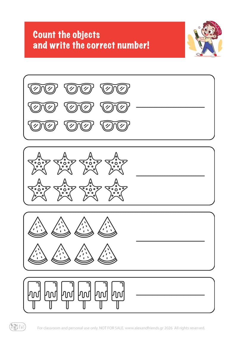 Count the little monsters. Printable worksheets and activities that help kids practice number recognition and early math skills.