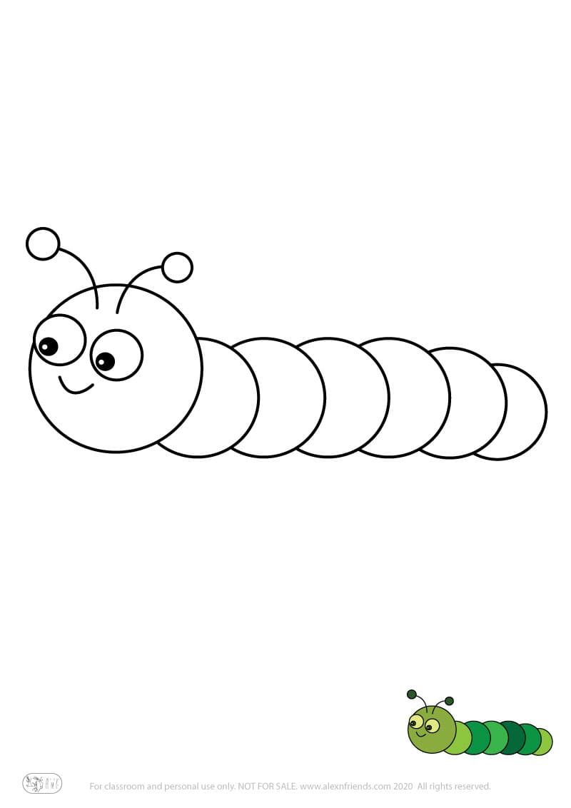 Learning activity for kids. Free printable coloring page of a worm.