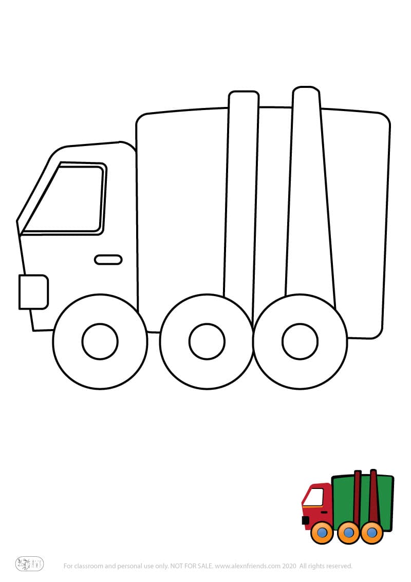 Εκπαιδευτική δραστηριότητα για παιδιά. Δωρεάν εκτυπώσιμο φύλλο ζωγραφικής με φορτηγό
