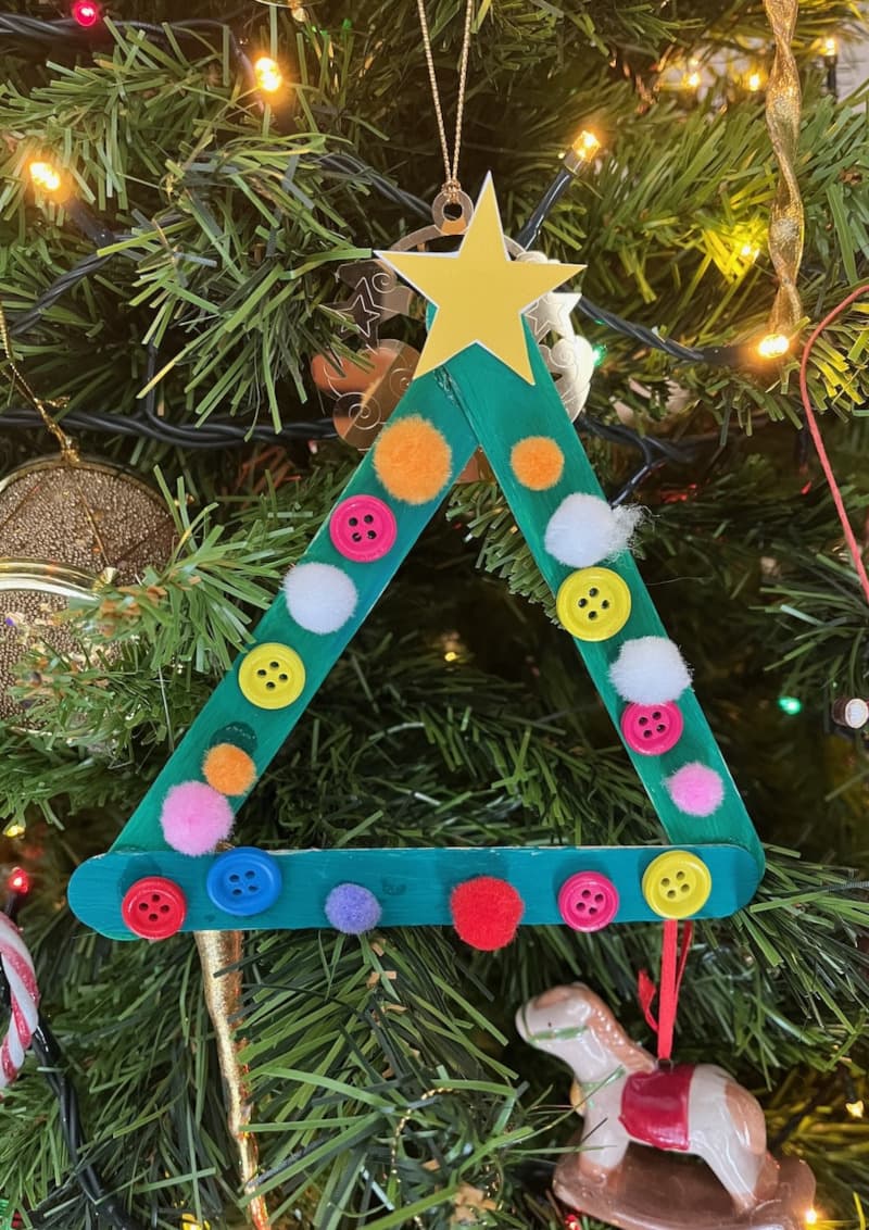 Christmas Tree Ornament Made from Craft Sticks