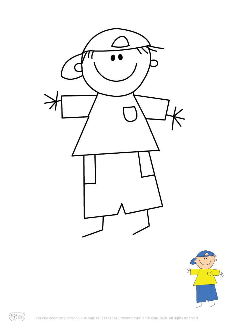 Εκπαιδευτική δραστηριότητα για παιδιά. Δωρεάν εκτυπώσιμο φύλλο ζωγραφικής με αγόρι