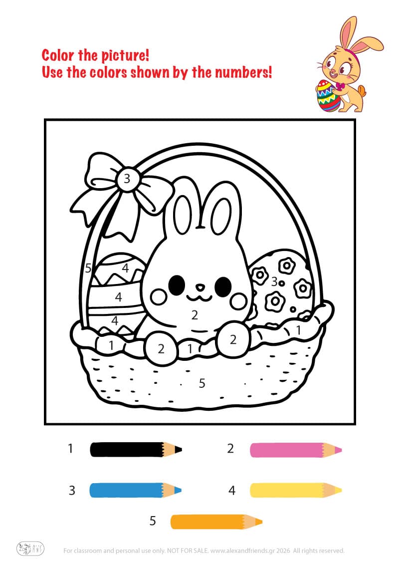 Color the picture. Printable Easter preschool worksheet 