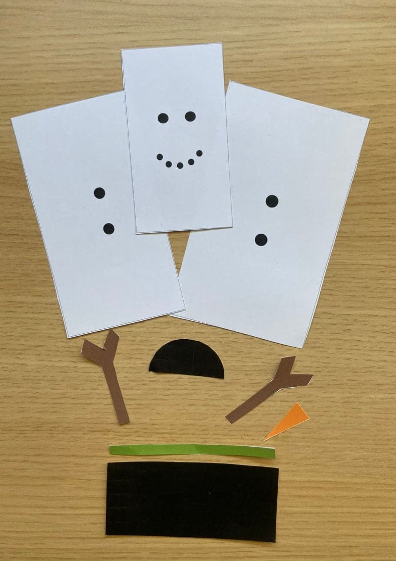 Δωρεάν εκτυπώσιμη χειροτεχνία για παιδιά. Γιορτές Χριστούγεννα Πρωτοχρονιά. Κάρτα χιονάνθρωπος. 