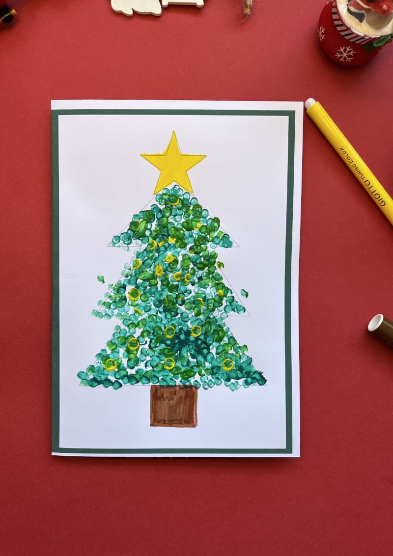 Εύκολη κάρτα με Χριστουγεννιάτικο δέντρο ή μπάλα