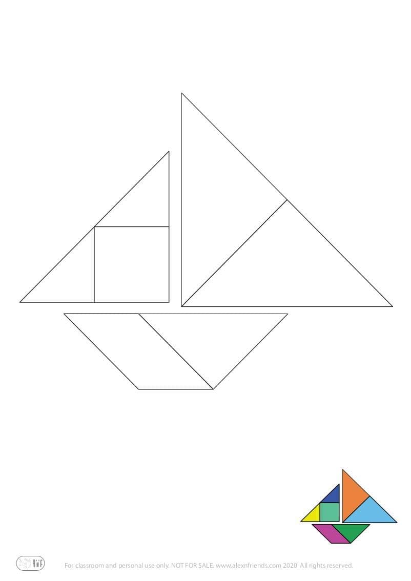 Tangram coloring page.