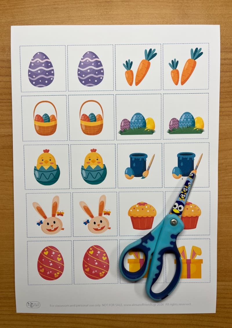 Easter matching game for preschool kids