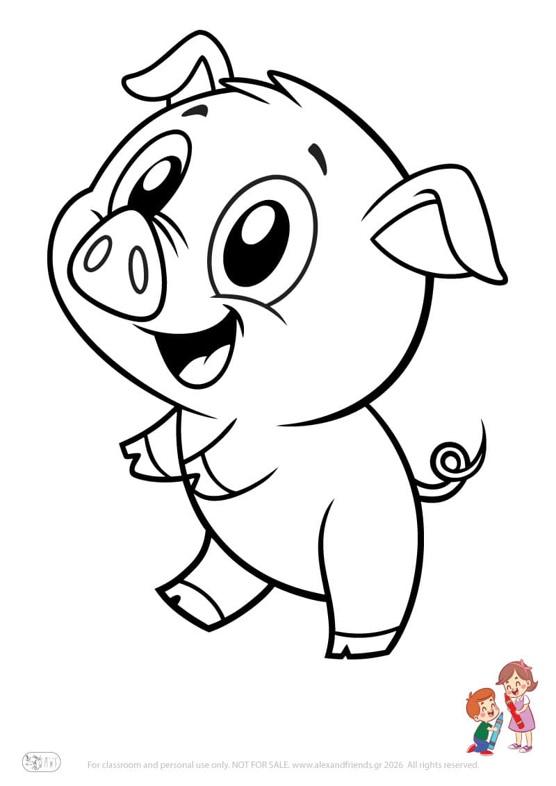 Pig. Animal coloring pages for preschoolers