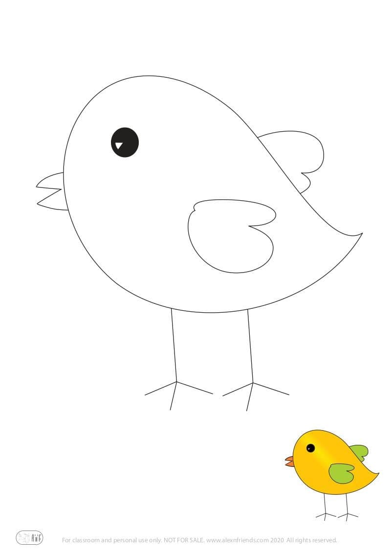 Δωρεάν εκτυπώσιμο φύλλο ζωγραφικής για παιδιά για το Πάσχα. Κοτοπουλάκι.