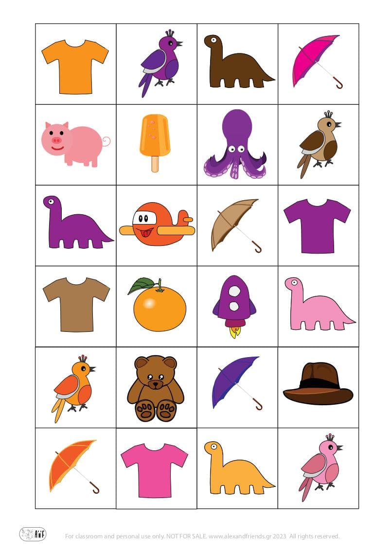 Learning the colors orange pink purple brown