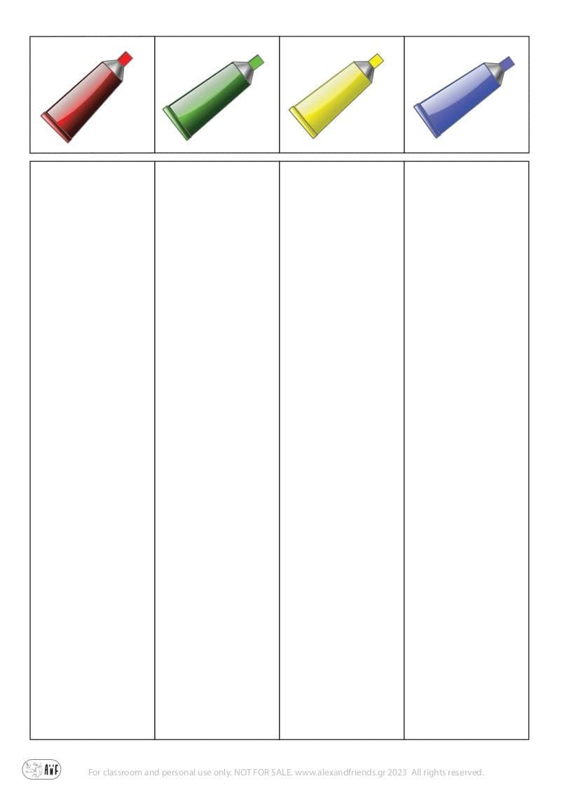 Learning the colors red blue green yellow