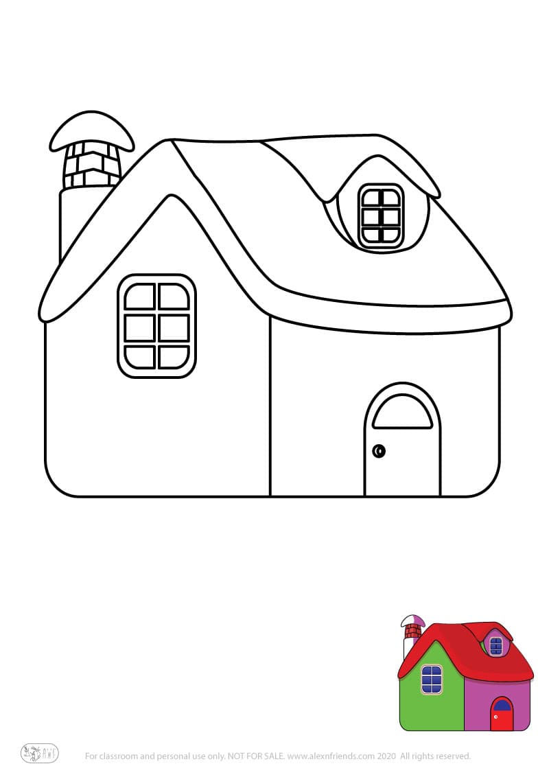 Εκπαιδευτική δραστηριότητα για παιδιά. Δωρεάν εκτυπώσιμο φύλλο ζωγραφικής με σπίτι