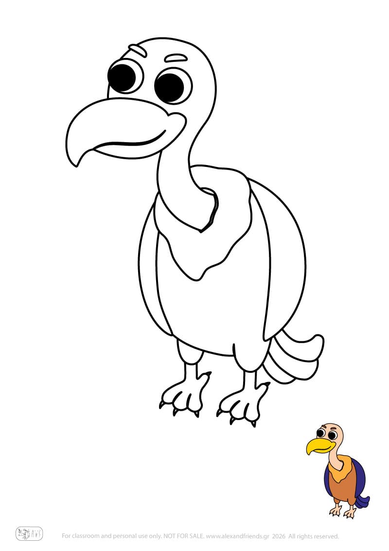Vulture. Printable animal coloring pages for preschoolers collection – Alex'n'Friends