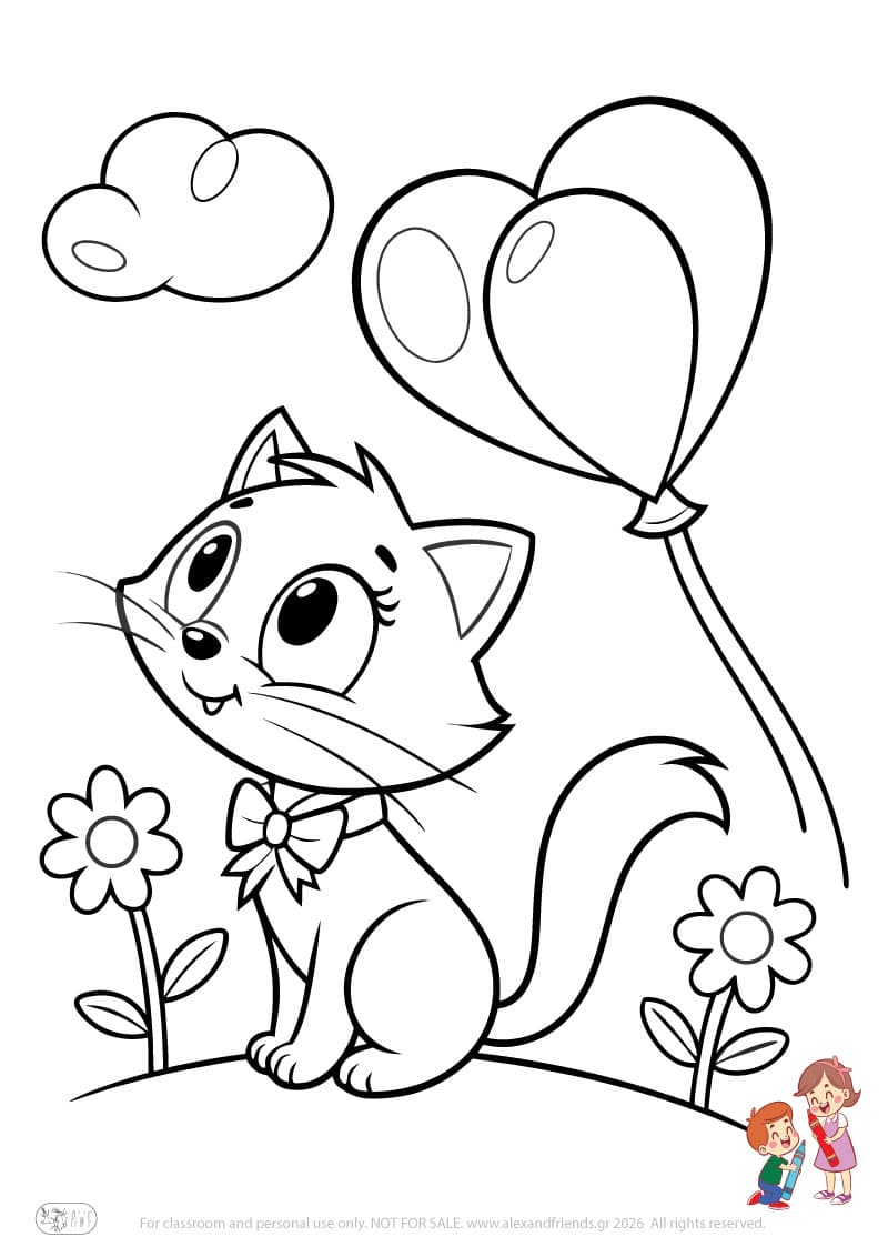 Cat. Animal coloring pages for preschoolers