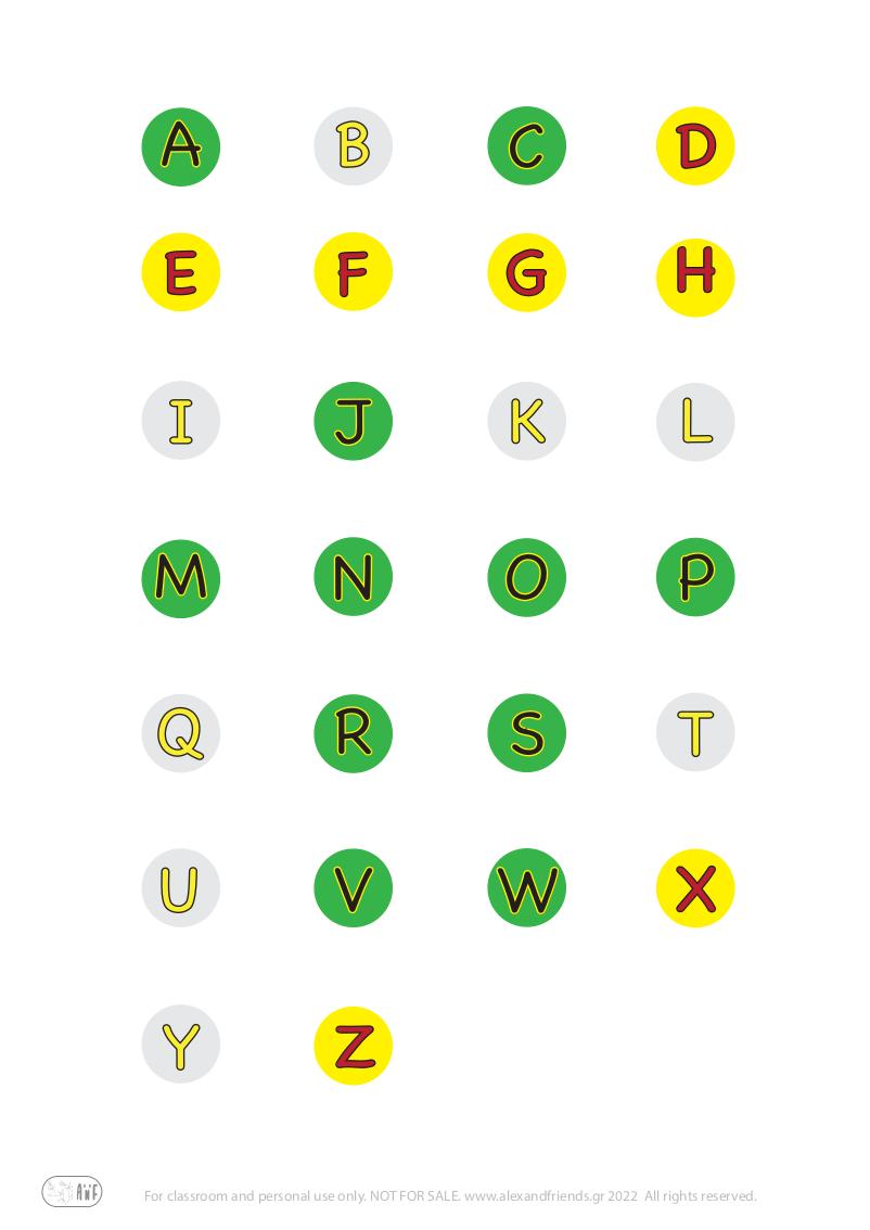 Easter egg with english alphabet. Learning the english letters. Free printable page.