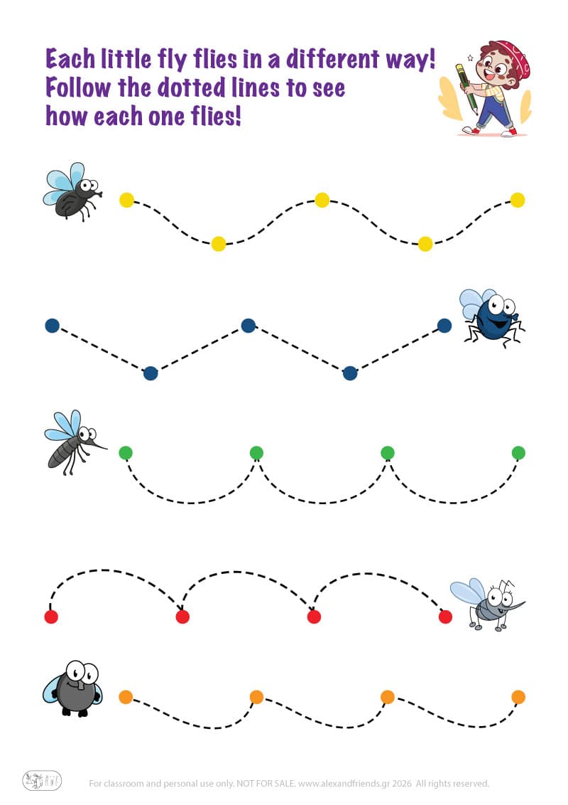 Little flies - Pre-writing exercise