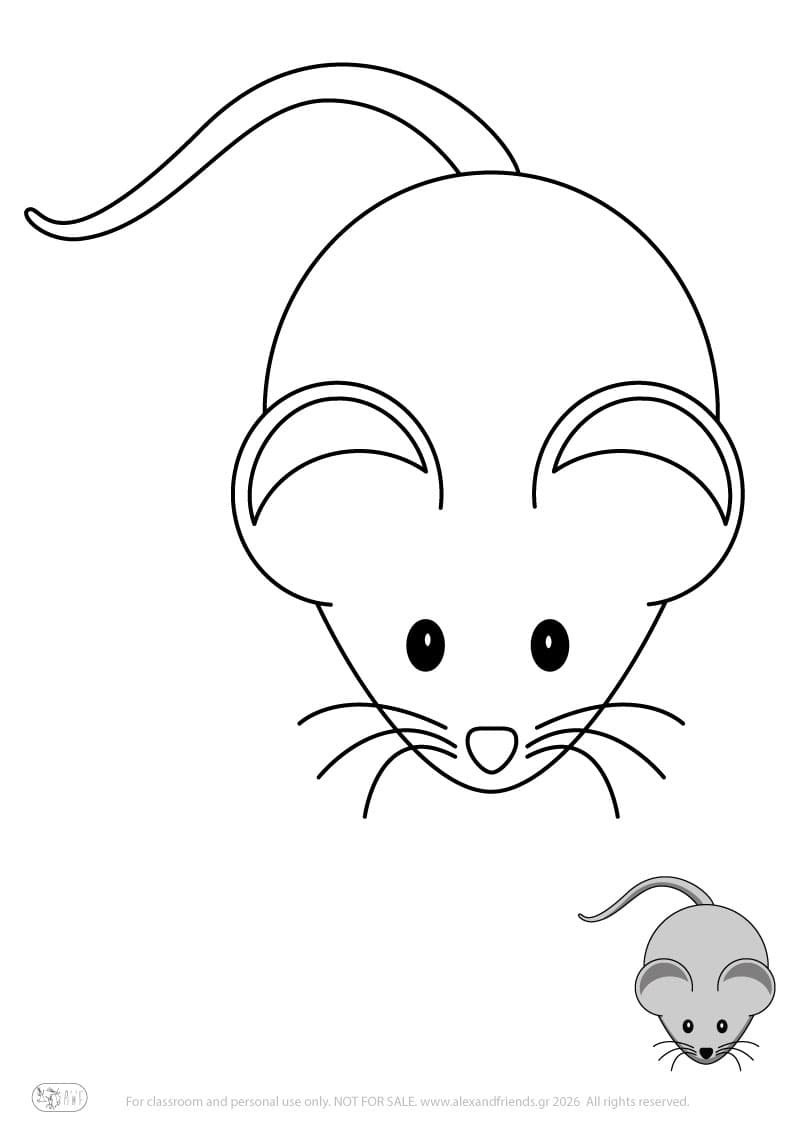 Learning activity for kids. Free printable coloring page of a mouse