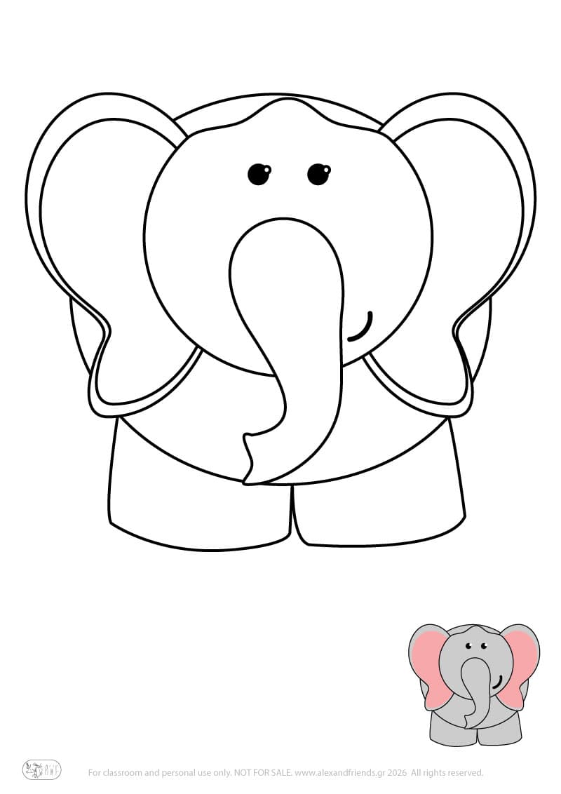 Learning activity for kids. Free printable coloring page of a elephant