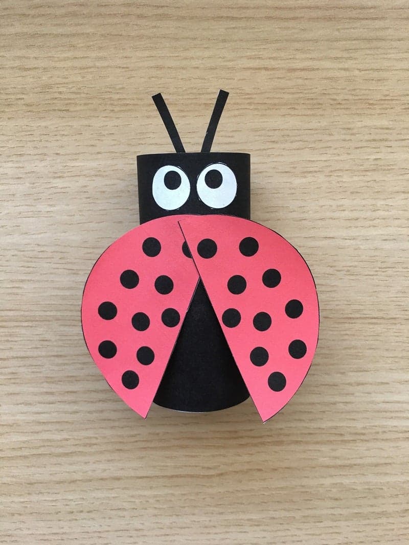 Toilet paper roll ladybug craft for preschoolers with free printable material. 