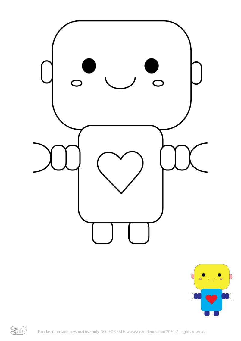 Εκπαιδευτική δραστηριότητα για παιδιά. Δωρεάν εκτυπώσιμο φύλλο ζωγραφικής με ρομπότ