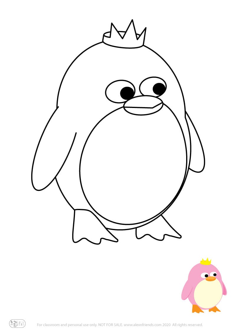 Learning activity for kids. Free printable coloring page of a penguin.