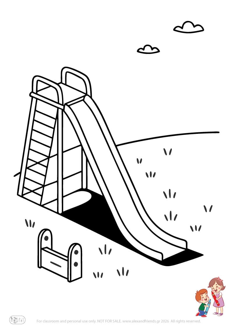 Slide. Simple coloring page printable for toddlers and preschoolers