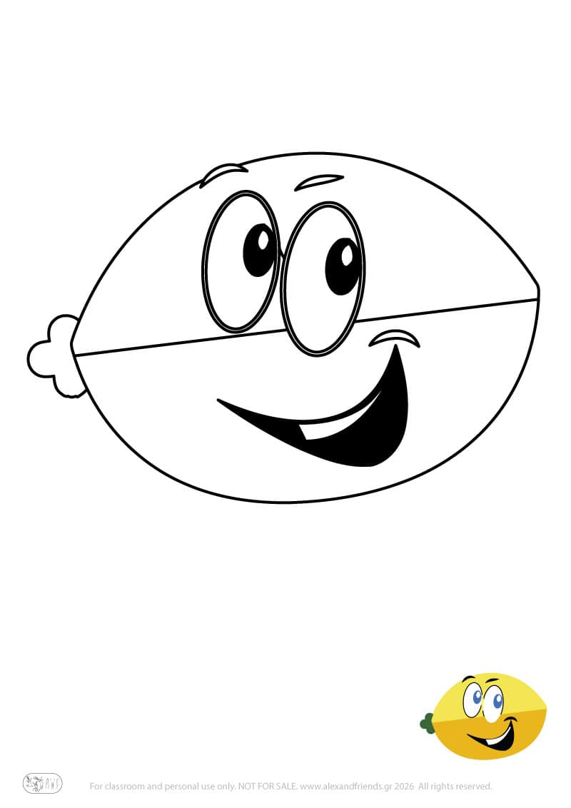 Learning activity for kids. Free printable coloring page of a lemon