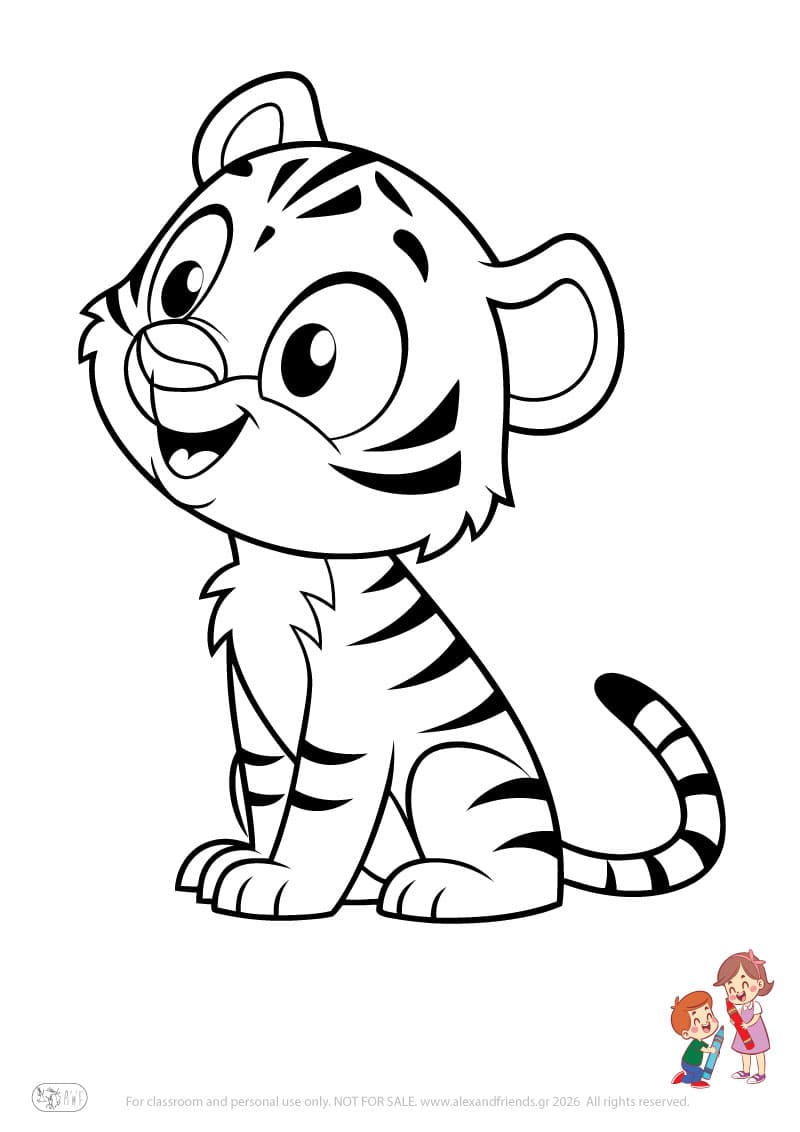 Tiger. Animal coloring pages for preschoolers