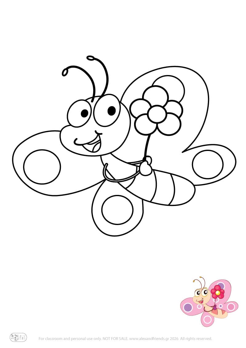 Learning activity for kids. Free printable coloring page of a butterfly