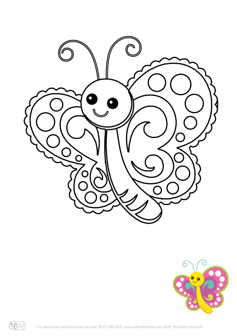 Learning activity for kids. Free printable coloring page of a butterfly