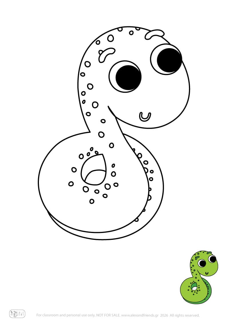 Snake. Printable animal coloring pages for preschoolers collection – Alex'n'Friends