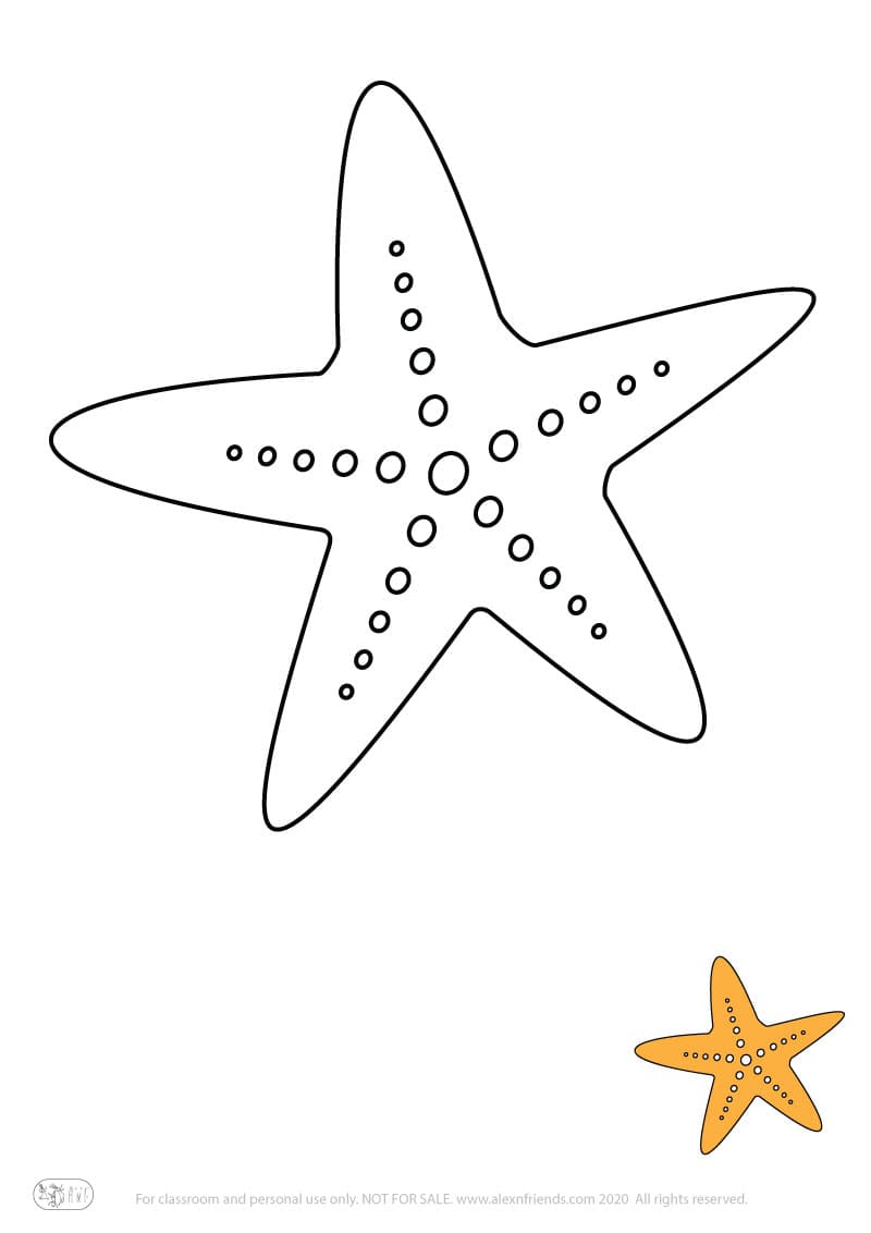 Learning activity for kids. Free printable coloring page of a star fish.