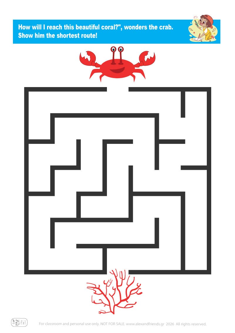 Educational activity for preschoolers. Printable maze. 